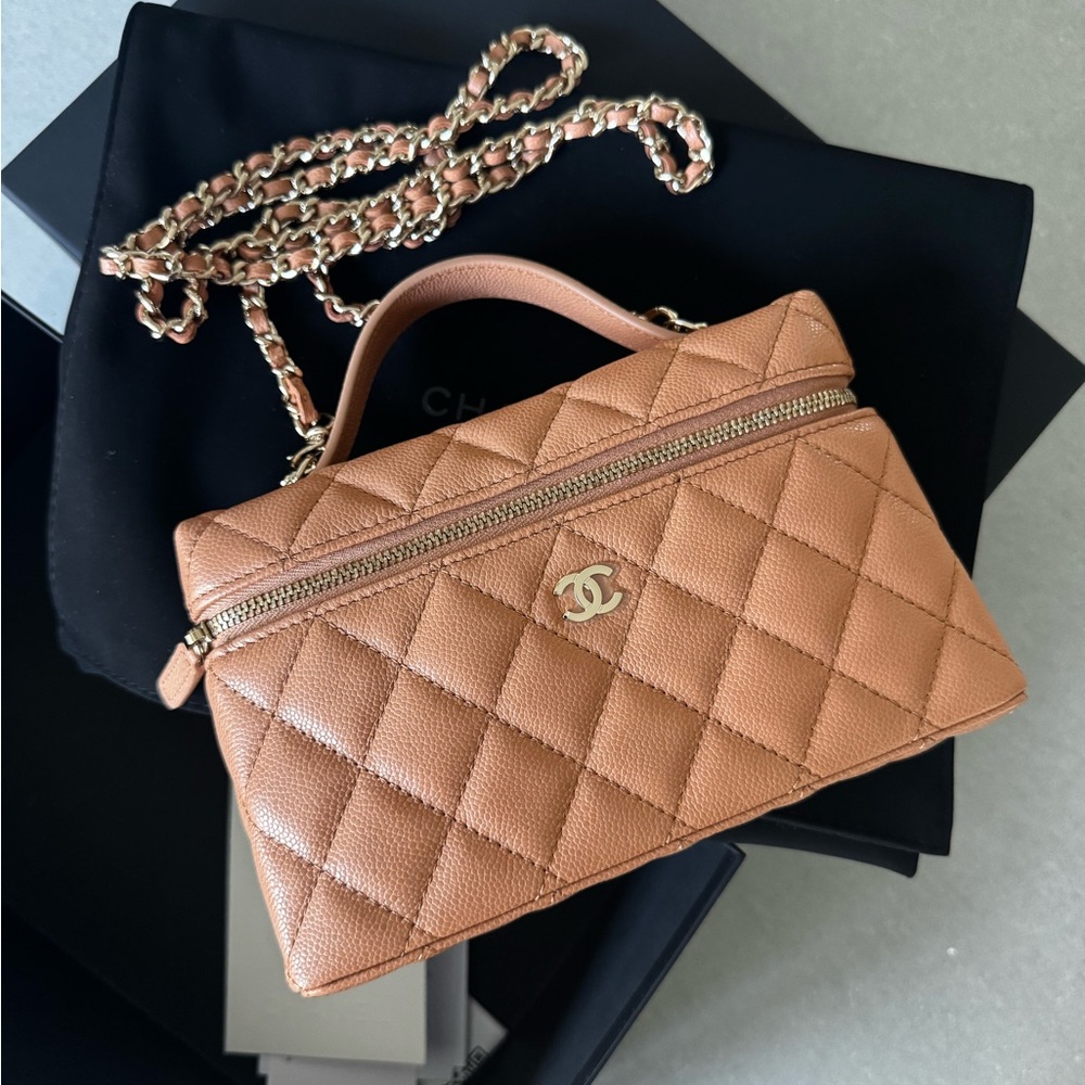 Chanel Dark Beige Quilted Vanity  Bag - Picture 7 of 10
